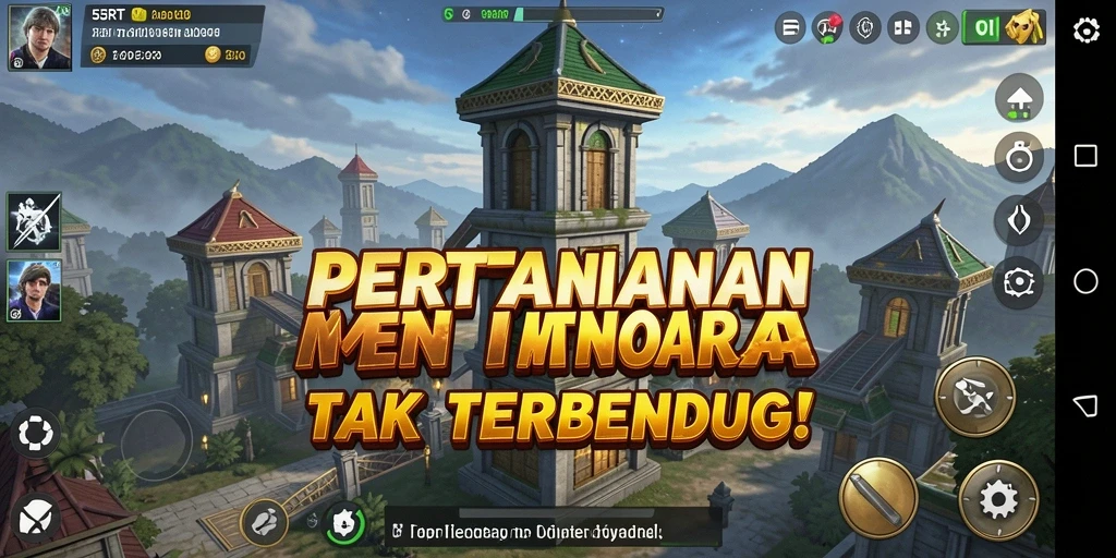 Screenshot gameplay menara pertahanan 55RT dengan aksi seru.