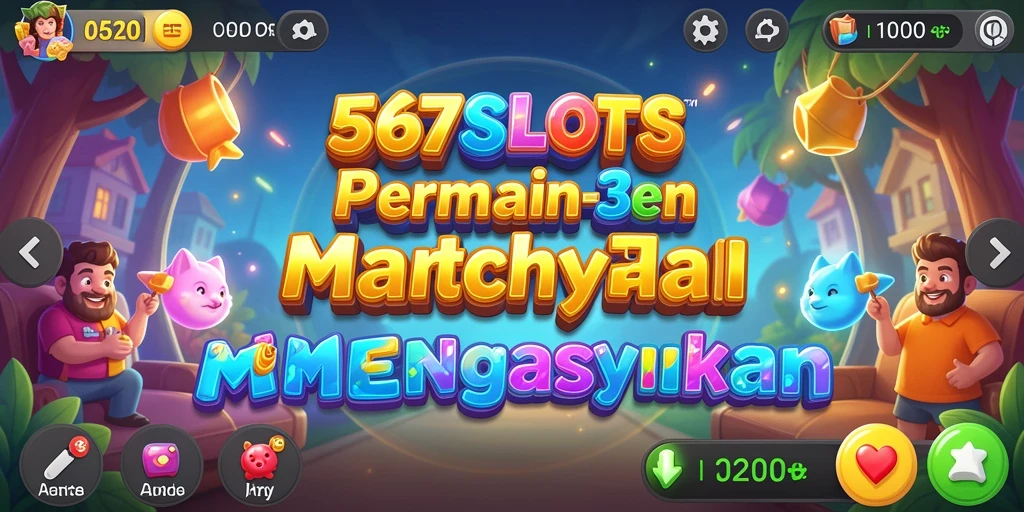 Screenshot utama 567SLOTS menunjukkan gameplay Match-3 yang menarik dan seru.