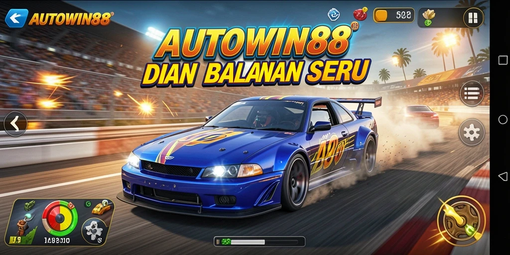 Gameplay seru AUTOWIN88 dengan balapan mendebarkan dan mobil yang beragam.