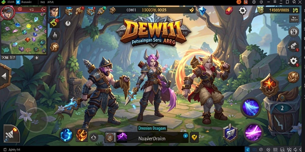 Screenshot DEWI11 menunjukkan pertarungan epik dengan grafis menawan.