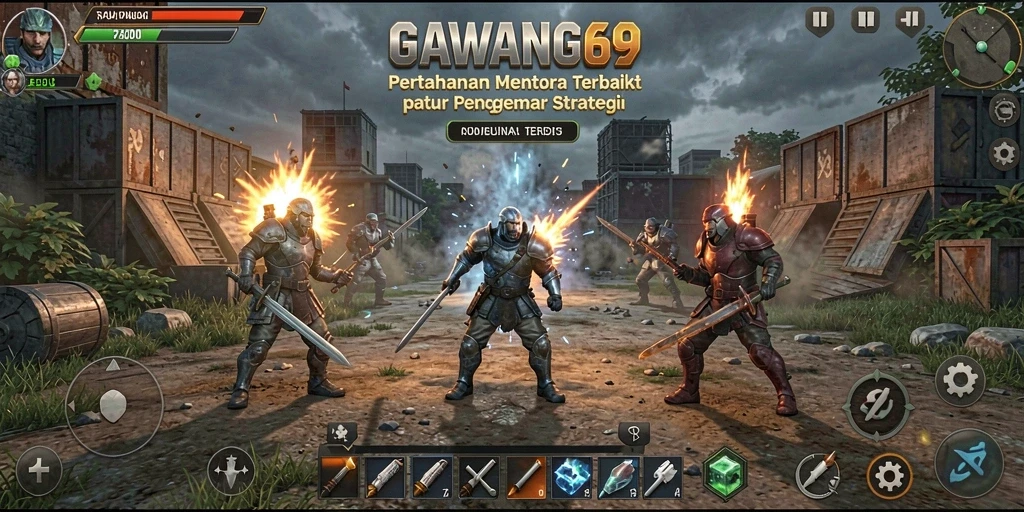 Tampilan gameplay menara pertahanan yang intens dan strategis.