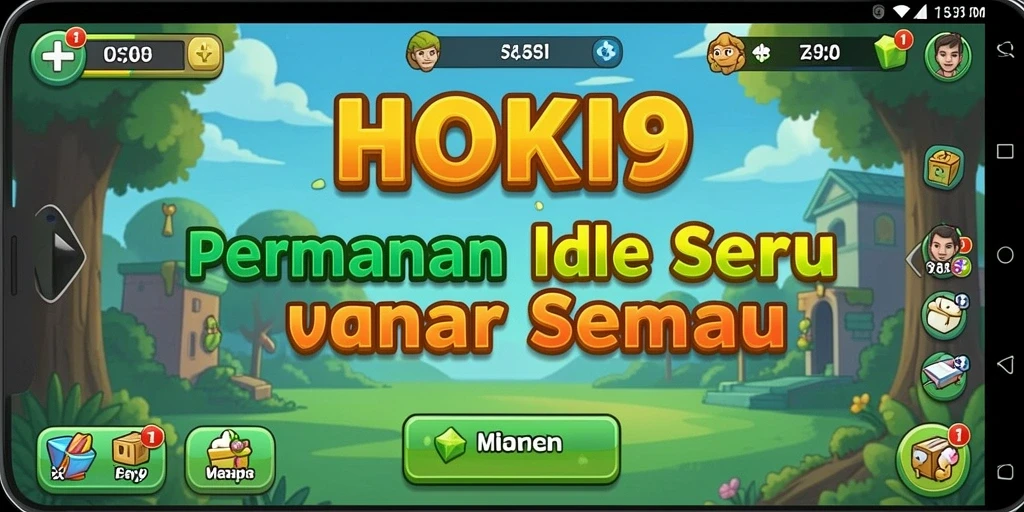 Gameplay HOKI9 yang menampilkan karakter dan akumulasi sumber daya.