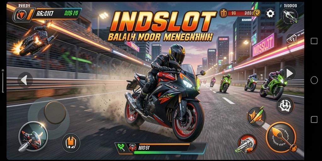 Tampilan intimidasi dengan aksi balap motor yang memukau.