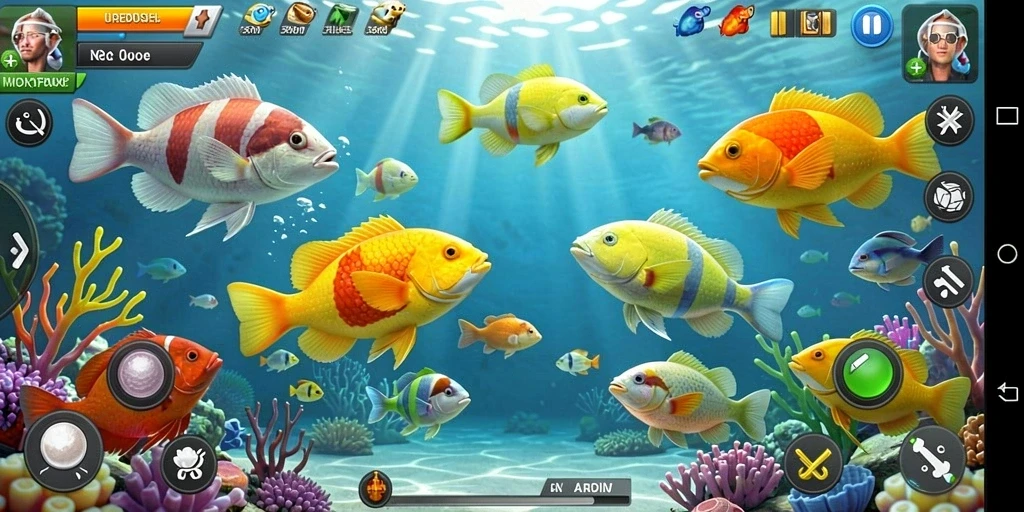 Screenshot MPOID menampilkan aksi seru saat menembak ikan.