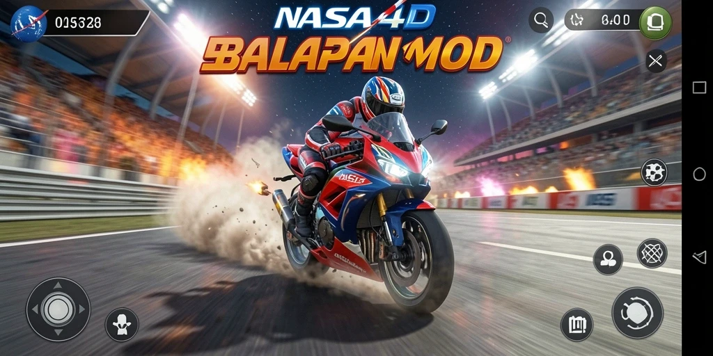 Gameplay menegangkan dalam balapan motor yang seru.