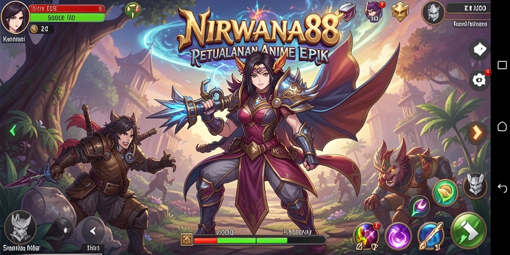Tampilan layar utama NIRWANA88 yang menampilkan pertarungan karakter anime.
