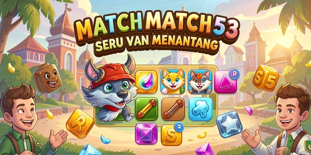 Tampilan menarik dari gameplay RK55 dengan elemen Match-3 yang seru.