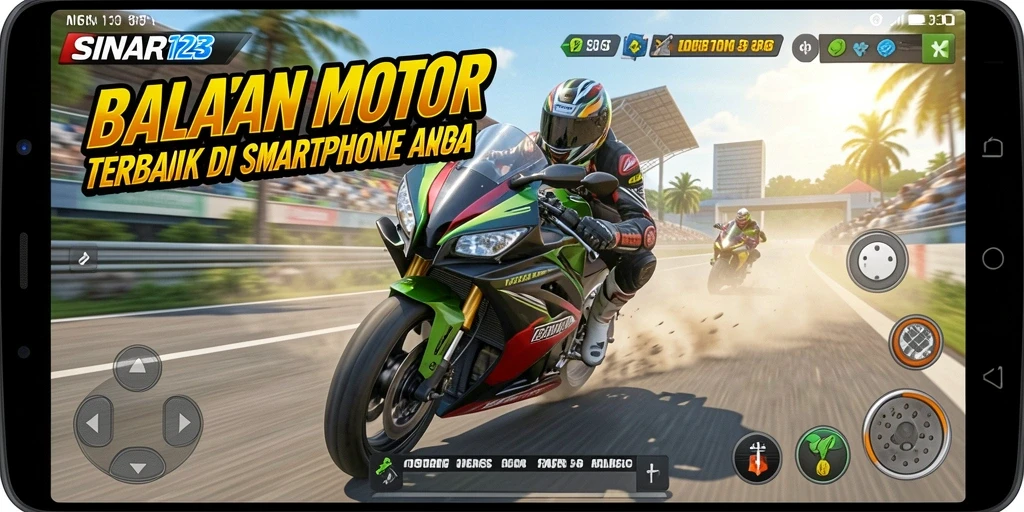 Tampilan gameplay menarik dari SINAR123 saat balapan motor.