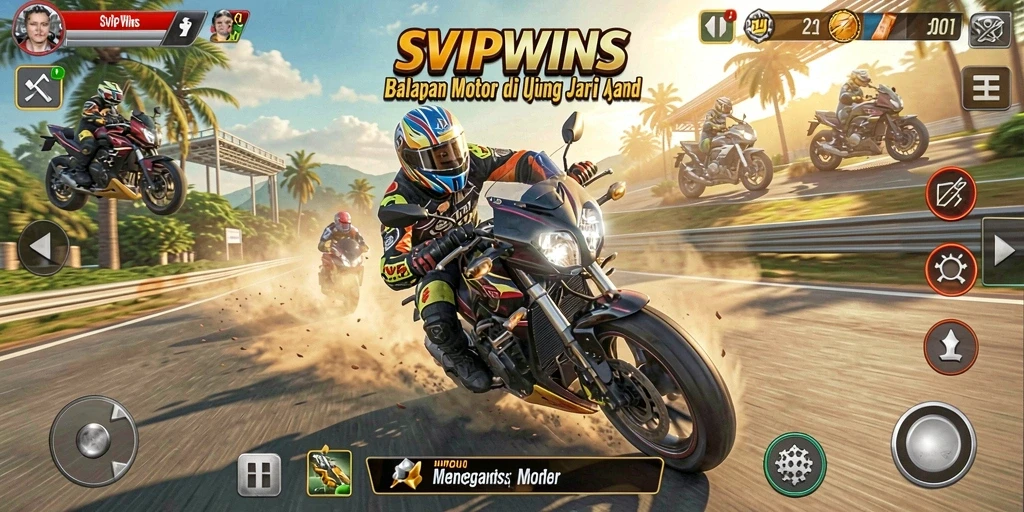 Tampilkan aksi balapan motor yang mendebarkan dalam SVIPWINS.